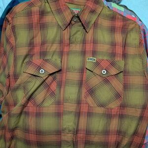 DIXXON Men's Plaid Button Down Shirt - Green and Red